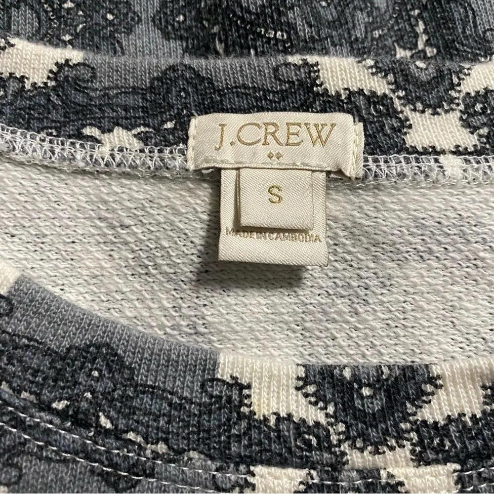 J Crew Gray Black Mosaic Tile Thick Short Sleeve Cotton T Shirt